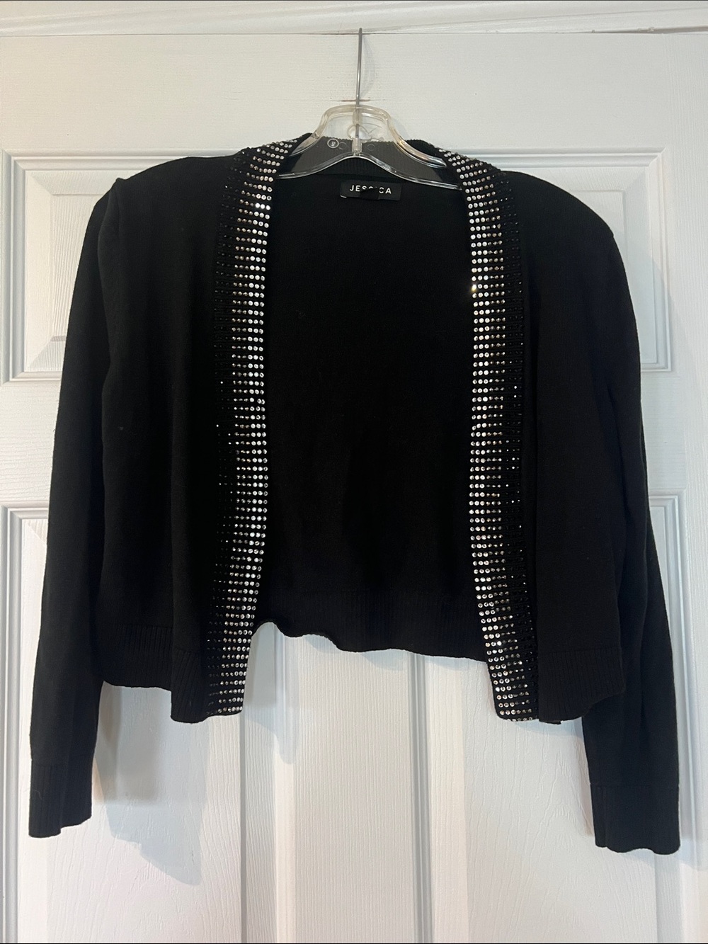 Jessica Black Open Cardigan with Silver Stud Trim